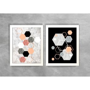 Conjunto-de-Dois-Quadros-Abstratos-Escandinavos-Geometricos-Hexagonos