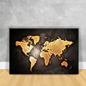 Quadro-Impressao-em-Vidro-Mapa---Black-World-Map-