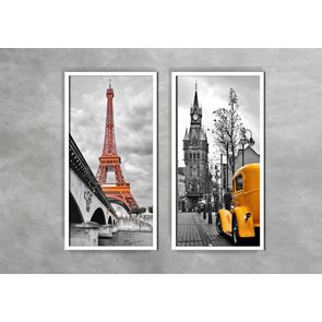 Quadro-Decorativo-Torre-Eiffel-e-Fusca-Amarelos-