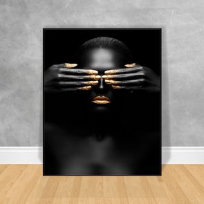 Quadro-Decorativo-Black-Woman-Maos-nos-Olhos