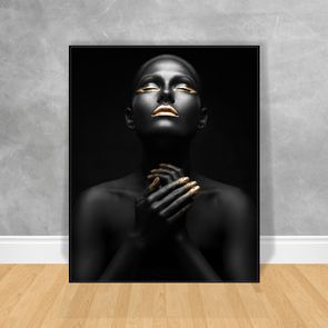 Quadro-Decorativo-Black-Woman-Olhos-Fechados
