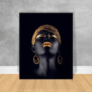 Quadro-Decorativo-Black-Woman-Brincos-Dourados