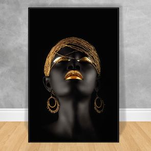 Quadro-Decorativo-Black-Woman-Brincos-Dourados
