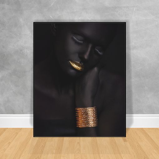 Quadro-Decorativo-Black-Woman-Bracelete-Dourado