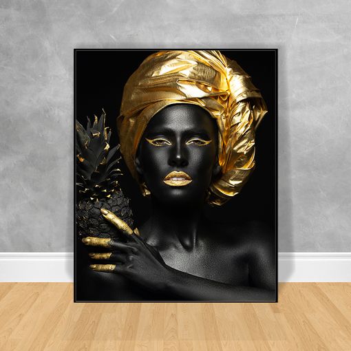 Quadro-Decorativo-Black-Woman-Abacaxi