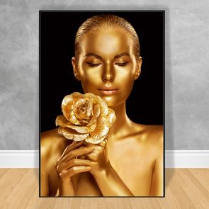 Quadro-Decorativo-Black-Woman-Buque-Gold