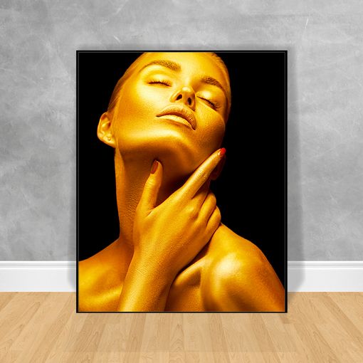 Quadro-Decorativo-Black-Woman-Gold-Reflection