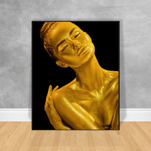 Quadro-Decorativo-Black-Woman-Purpurina-Dourada