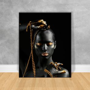 Quadro-Decorativo-Black-Woman-Pulseira-e-Cordao