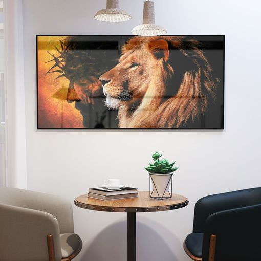 Quadro Decorativo Jesus Rei e o Leão